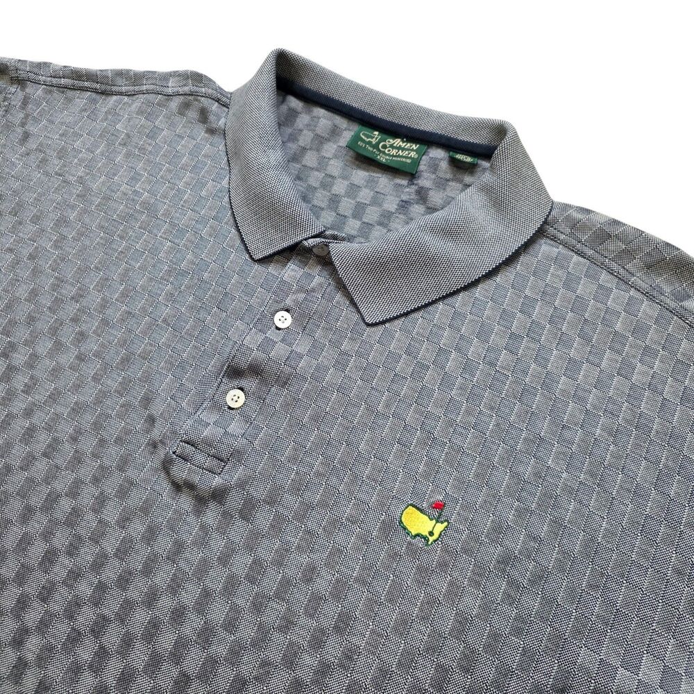 Vintage Masters Golf Amen Corner Polo Shirt XXL Blue Check Pima Cotton 2XL
